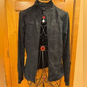 Spyder Active Women's Black LS Full Zip Camo Sweatshirt Jacket Thumb Holes, Med